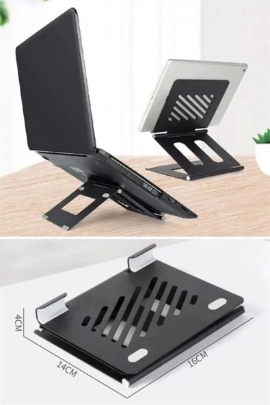 ®  Ayarlanabilir Metal Dizüstü Destek Tabanı Katlanabilir Taşınabilir Laptop Sehpası Standı - 5