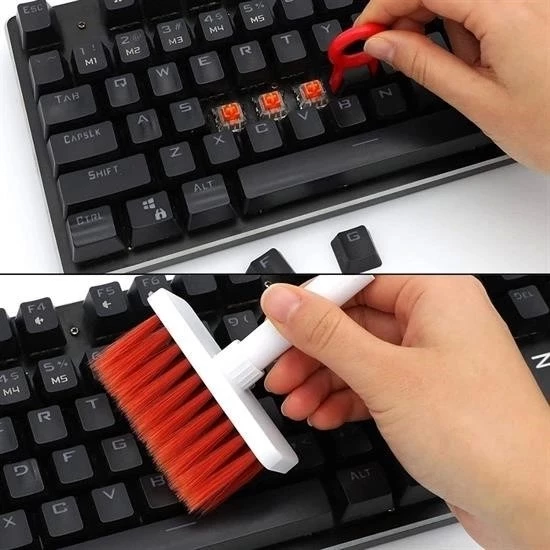 Çok Amaçlı Kırmızı Hassas Fırça Başlıklı  Bilgisayar Laptop Temizleme Fırçası - 7