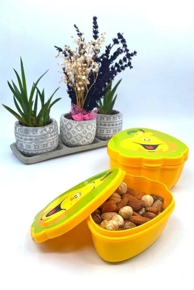 2'li İç İçe Geçebilen Armut Model Saklama Ve Beslenme Kabı Seti (550 Ml + 250 Ml) - Resim 7