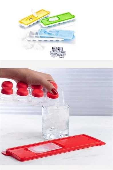 12li Kapaklı Yapışmaz Silikon Tabanlı Plastik Küp Buz Kalıbı - Resim 8