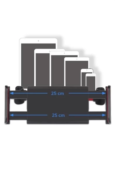 Oto Koltuk Arkası Telefon Tablet Tutucu Ayarlanabilir 360 Derece Dönebilen Pratik Stand - 7