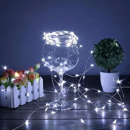 Pilli 5 Metre Dekoratif Peri Led Beyaz Aydınlatma Süsleme Lambası - 4
