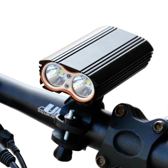 Şarj Göstergeli Uzun Menzil Su Geçirmez Led Bisiklet Feneri 1600 Lumen - 5