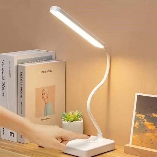 İnce Uzun Usbli Dokunmatik 3 Kademeli 360 Derece Özel Göz Korumalı Led Lityum Masa Lambası - 6