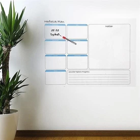 Haftalık Planlayıcı Manyetik Duvar Stickerı Takvim 100 Cm X 60 Cm - 2