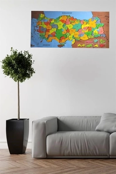 Renkli Türkiye Haritası Manyetik Yapıştırıcı Gerektirmeyen Duvar Stickerı 118 Cm * 56 Cm - 5