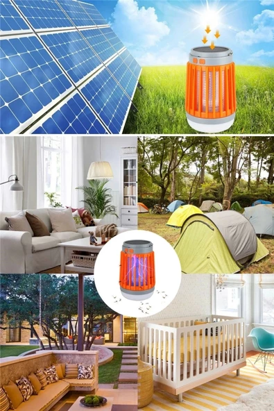 Askılı Solar Enerji İle Şarj Olabilen Sinek Öldürücü Kamp Feneri Işıldak - 6