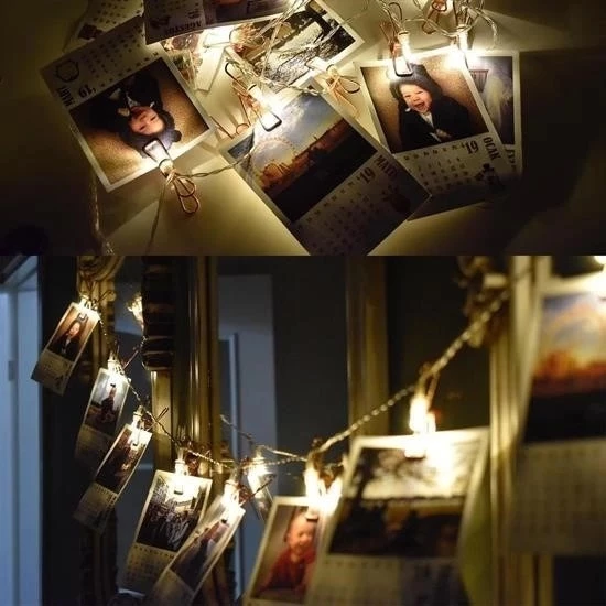 Bakır Renkli Led Işıklı Fotoğraf Asma Işık Süsleme Mandalları - 5