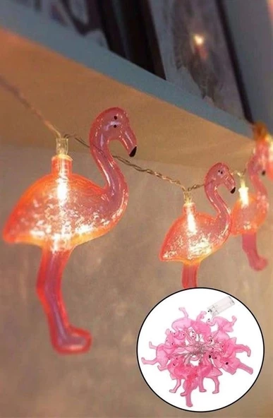 10lu Pilli Led Flamingo Dekoratif Işık Zinciri Aydınlatma 1,5 Mt - 8