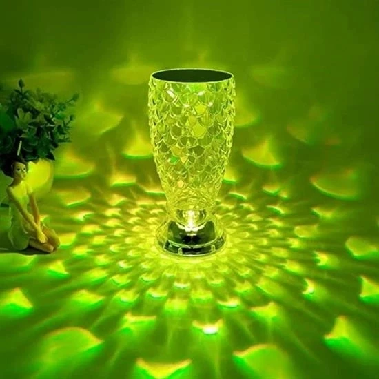 Balık Süzgeç Model Usb Şarjlı Kumandalı 16farklı Işık Modlu Masa Üstü Kristal Akrilik Led - 4