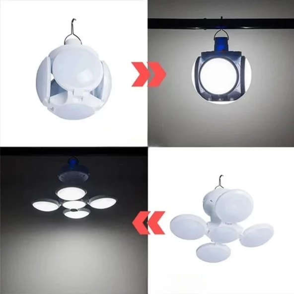 5 Led'li 3 Farklı Işık Modlu Açılıp Kapanabilir Led Kanatlı Güneş Enerjili Solar Aydınlatma Asılabilir Kamp Feneri - 3