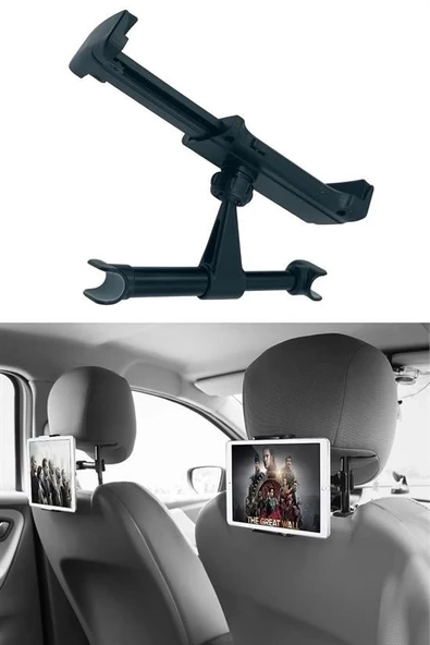Oto Koltuk Arkası Telefon Tablet Tutucu Ayarlanabilir 360 Derece Dönebilen Pratik Stand - 6