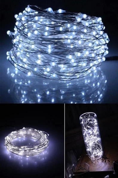 Pilli 5 Metre Dekoratif Peri Led Beyaz Aydınlatma Süsleme Lambası - 8