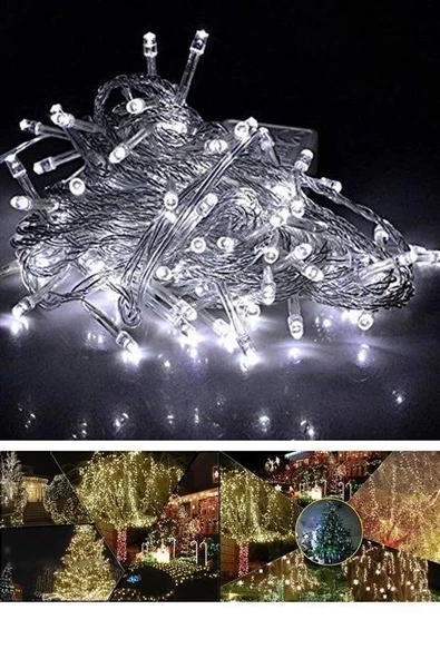100 Ledli 8 Fonksiyonlu 10 Metre Led Aydınlatma Dekor Lambası (beyaz) - 8