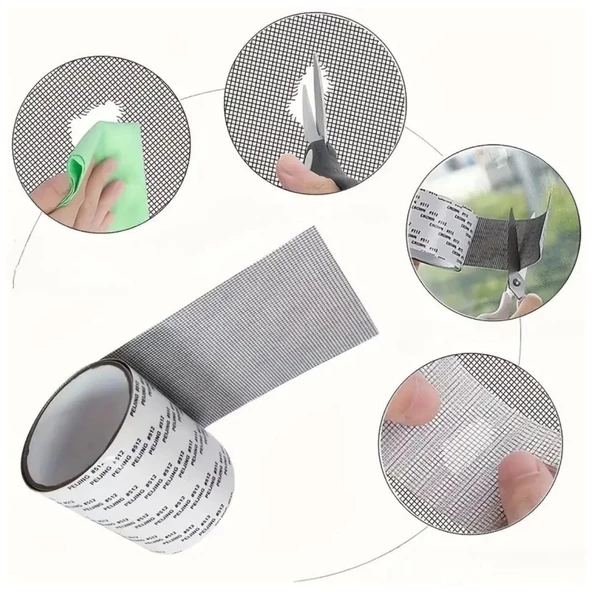 Güçlü Yapışkanlı Pencere Tamir Bandı, Böcek Önleyici Yama Bandı 2 Mt X 5 Cm - 3