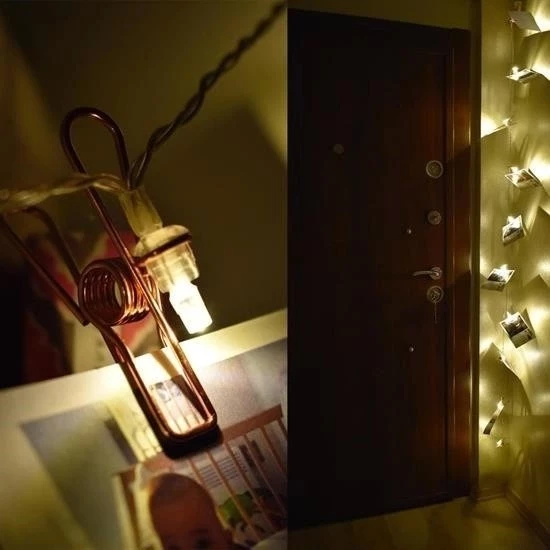 Bakır Renkli Led Işıklı Fotoğraf Asma Işık Süsleme Mandalları - 2