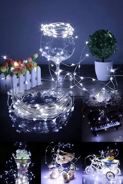 Pilli 5 Metre Dekoratif Peri Led Beyaz Aydınlatma Süsleme Lambası - 5