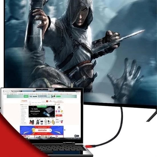 Hdmı Kablosu Hdtv Bilgisayar Uydu Görüntü Ses Full Hd Sargılı Görüntü Aktarma Kablosu - 6