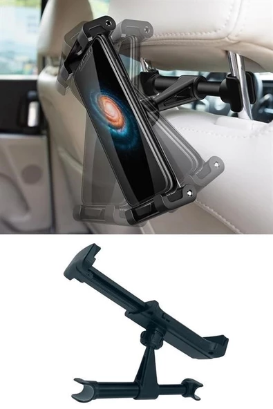 Oto Koltuk Arkası Telefon Tablet Tutucu Ayarlanabilir 360 Derece Dönebilen Pratik Stand - 5