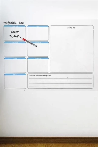 Haftalık Planlayıcı Manyetik Duvar Stickerı Takvim 100 Cm X 60 Cm - 4