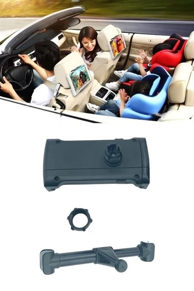 Oto Koltuk Arkası Telefon Tablet Tutucu Ayarlanabilir 360 Derece Dönebilen Pratik Stand - 8