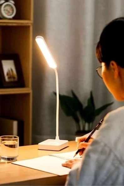 İnce Uzun Usbli Dokunmatik 3 Kademeli 360 Derece Özel Göz Korumalı Led Lityum Masa Lambası - 8