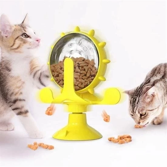 ® Vantuzlu Zilli İnteraktif Dönebilen Mama Kaplı Renkli Eğlenceli Eğitici Kedi Oyuncağı - 4