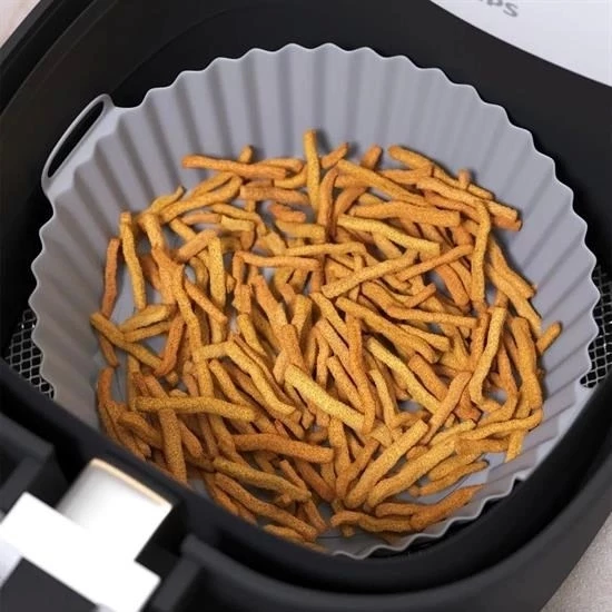 Renkli Isıya Dayanıklı Yıkanılabilir Silikon Fırın Ve Airfryer Yuvarlak Pişirme Matı 20 Cm - 6
