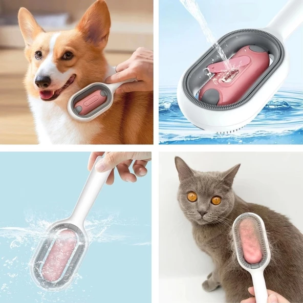 Su Hazneli Kedi Ve Köpek Tüyü Toplamama Fırçası Su Hazneli Pet Tarağı - 6