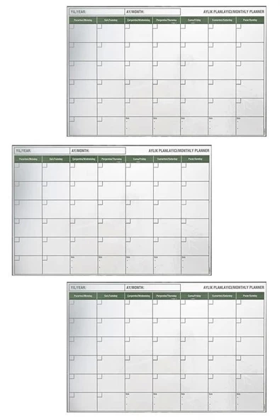 Manyetik Yapışkanlı Bir Aylık Program Planlayıcı Takvim 85x56 Cm - 8