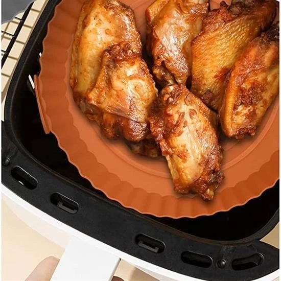 Renkli Isıya Dayanıklı Yıkanılabilir Silikon Fırın Ve Airfryer Yuvarlak Pişirme Matı 20 Cm - 3