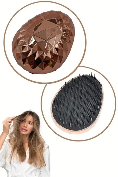 Rose Gold Saç Düzleştirici Tarak Geniş Aralıklı her Saç Tipine Uygun Fırçalı Saç Düzleştiric - 8
