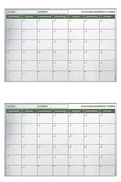 Manyetik Yapışkanlı Bir Aylık Program Planlayıcı Takvim 85x56 Cm - 7