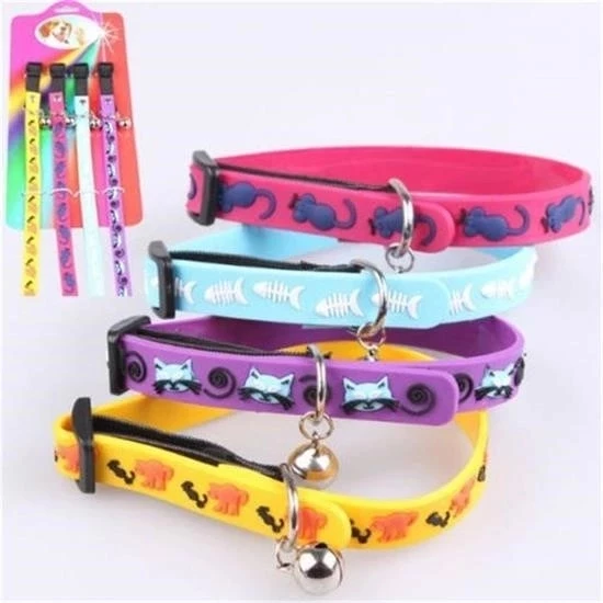 Çıngıraklı Zilli Sevimli Renkli Slikon Kedi Köpek Boyun Tasması - 3