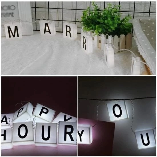 10lu Lightbox Işıklı Harf Mesaj Panosu Dekoratif  Harf Işık Zinciri - 4