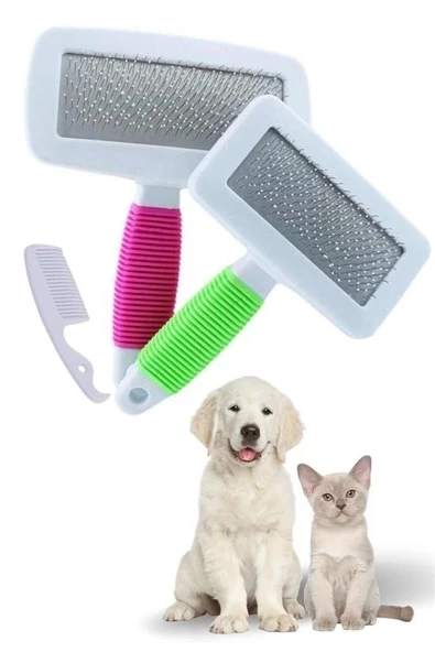Kedi Köpek Telli Küçük Boy Tüy Bakım Seti Evcil Hayvan Tarama Fırçası - 7