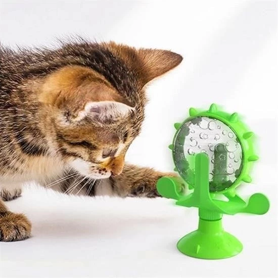 ® Vantuzlu Zilli İnteraktif Dönebilen Mama Kaplı Renkli Eğlenceli Eğitici Kedi Oyuncağı - 2
