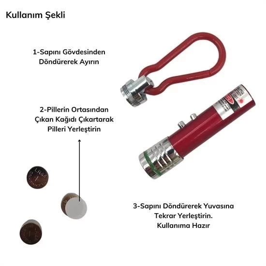 3 Fonksiyonlu Kırmızı Beyaz Işıklı Led Lazer Kedi Köpek Oyuncak Anahtarlık - 6