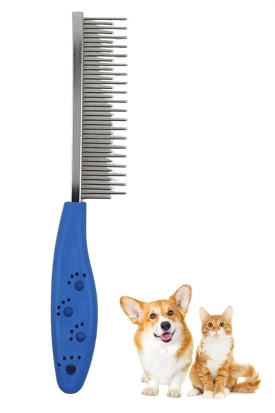 Tüy Açıcı Kedi Köpek Tarağı Tek Taraflı Metal Dişli Evcil Hayvan Bakım Fırçası - 8