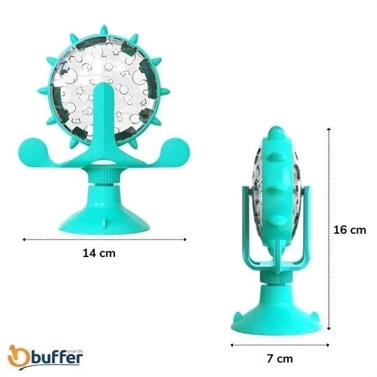 ® Vantuzlu Zilli İnteraktif Dönebilen Mama Kaplı Renkli Eğlenceli Eğitici Kedi Oyuncağı - 6