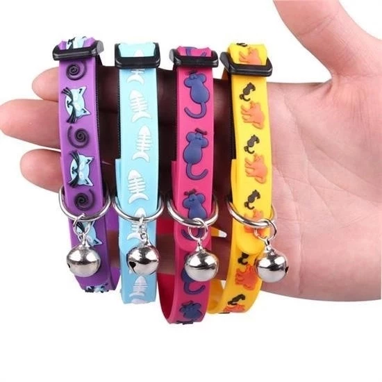 Çıngıraklı Zilli Sevimli Renkli Slikon Kedi Köpek Boyun Tasması - 6
