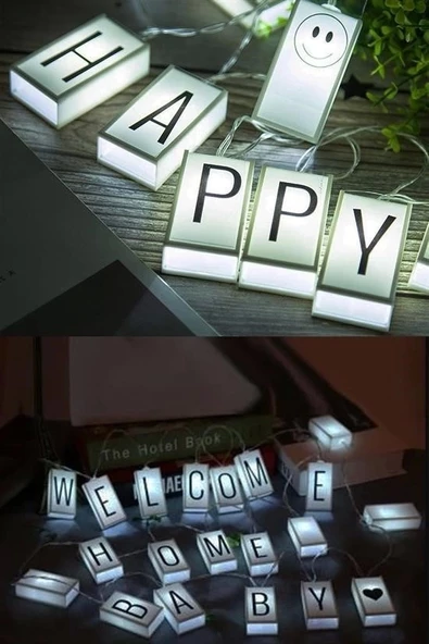 10lu Lightbox Işıklı Harf Mesaj Panosu Dekoratif  Harf Işık Zinciri - 7