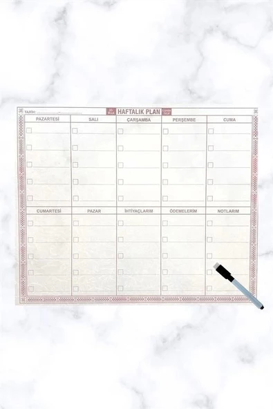Şeffaf Kendiliğinden Yapışkanlı Kalemli Haftalık Planlayıcı 40cm-50cm - 3