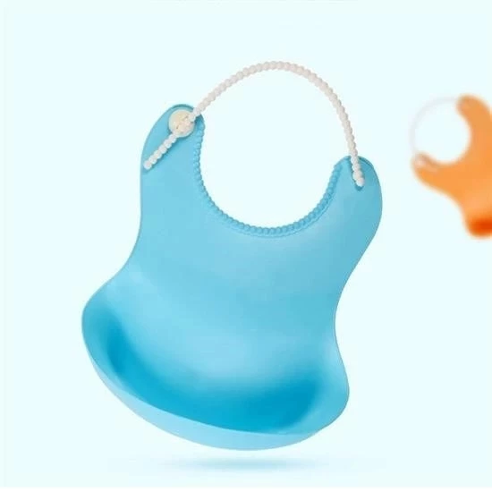 Çocuk Bebek Mama Önlüğü Dökülme Engelleyici Bükülebilir Mavi - 7
