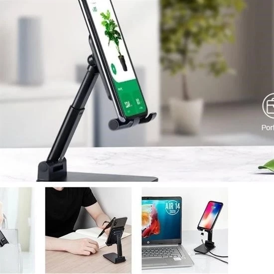Siyah Aynalı Cep Telefonu Sabitleyici Stand Katlanabilir Ayarlanabilir Telefon Standı - 8