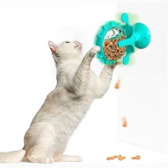 ® Vantuzlu Zilli İnteraktif Dönebilen Mama Kaplı Renkli Eğlenceli Eğitici Kedi Oyuncağı - 3