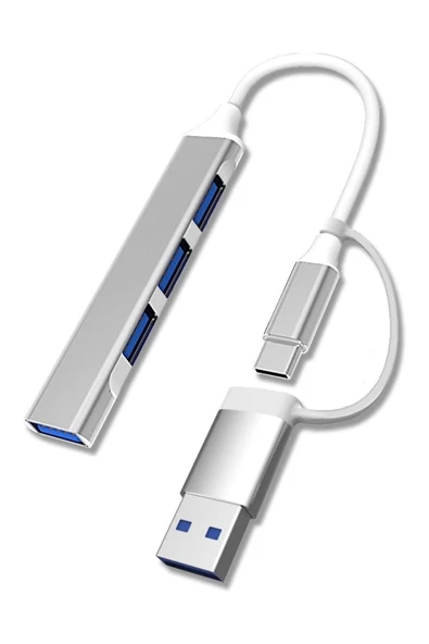 4 Port'lu Bağlantı İstasyonu Ultra İnce Usb Bölücü Type-c Tipi Çoklu Arayüz Adaptörü Multi Usb Çoklayıcı - 5