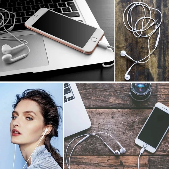 İphone Ucu Çıkışlı Pop Up Kulakiçi Yumuşak Kontrol Tuşlu Kulaklık - 2