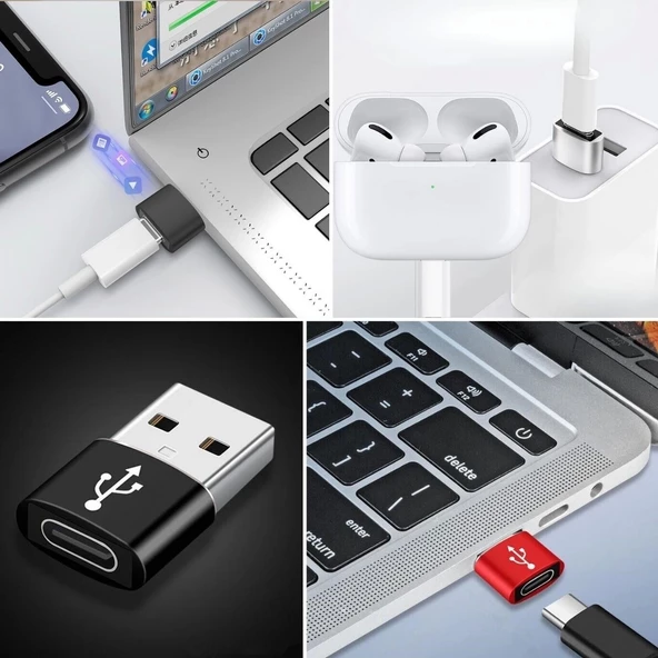 Usb'den Type-c 'ye Dönüştürücü Adaptör Veri Aktarımı Sağlayıcı Şarj Data Çevirici - 3