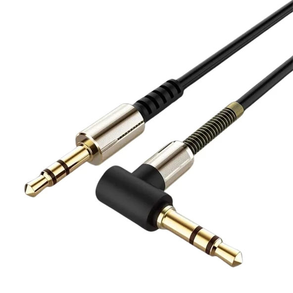 3.5mm Aux Kablosu Jak Erkek Erkek L Tipi 1 Metre Ses Aktarım Kablosu - Resim 2